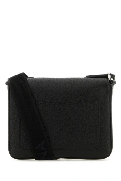 Shop Dolce & Gabbana Man Black Leather Medium Dg Logo Crossbody Bag