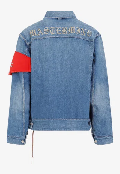 Shop Mastermind Arm Bandana Denim Jacket In Blue