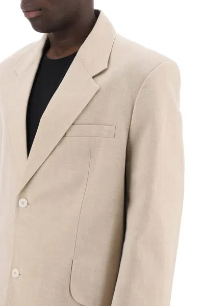 Shop Jacquemus "single-breasted Jacket Titled The Men In Cream