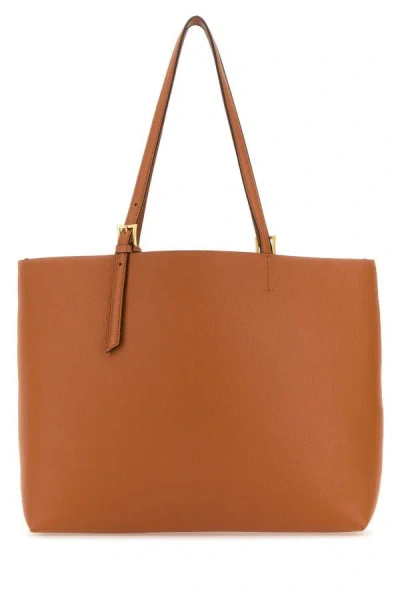 Shop Mcm Woman Caramel Leather Medium Himmel Shopping Bag In Brown