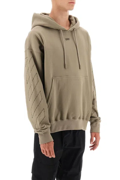 Shop Off-white Hoodie With Topstitched Motifs Men In Yellow