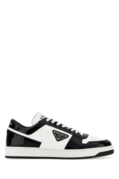 Shop Prada Man Two-tone Leather Downtown Sneakers In Multicolor