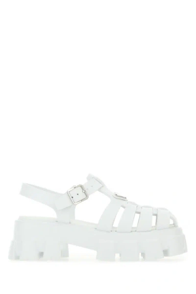 Shop Prada Man White Rubber Sandals