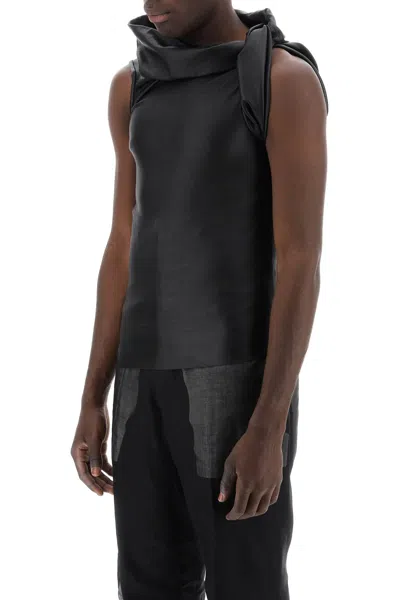 Shop Rick Owens Asymmetric Leather Top With Unique Men In Black