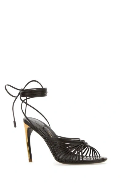 Ferragamo Dark Brown Leather Atena Sandals In Brown