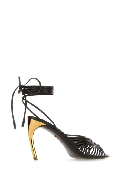 Ferragamo Dark Brown Leather Atena Sandals In Brown