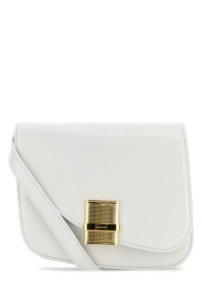 Shop Ferragamo Salvatore  Woman Two-tone Leather Fiamma Crossbody Bag In White