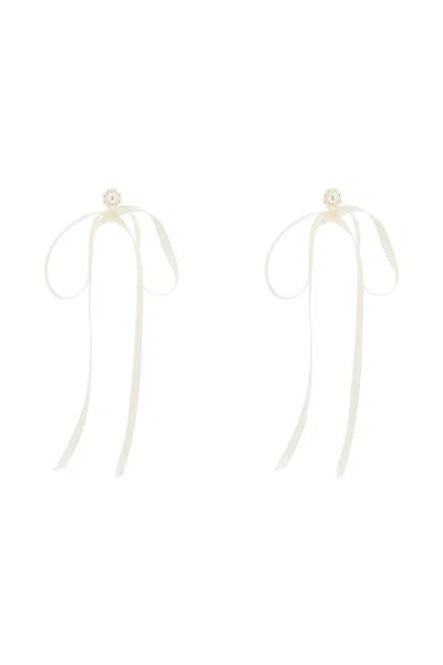 Shop Simone Rocha Button Pearl Earrings With Bow Detail. Women In White