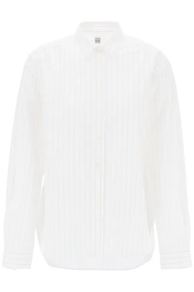 Shop Totême Toteme Striped Signature Dress Shirt Women In White