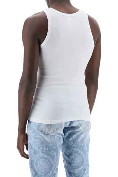 Shop Versace "intimate Tank Top With Embroidered Men In White