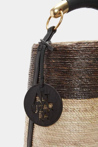 Shop Altuzarra 'watermill' Bag Metal Handle In Black/brown Shibori