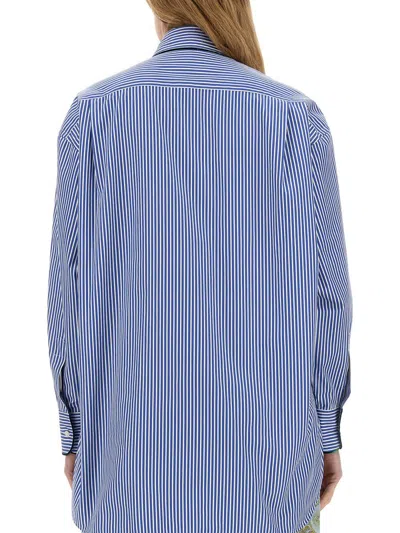 Shop Etro Striped Shirt In Baby Blue