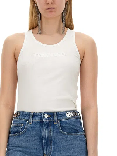 Shop Rabanne Tops With Logo In White