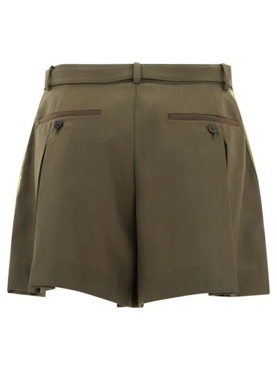 Shop Sacai Belted Shorts In Green