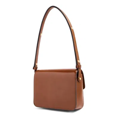 Tory Burch Robinson Spazzolato Shoulder Bag In Dark Sienna