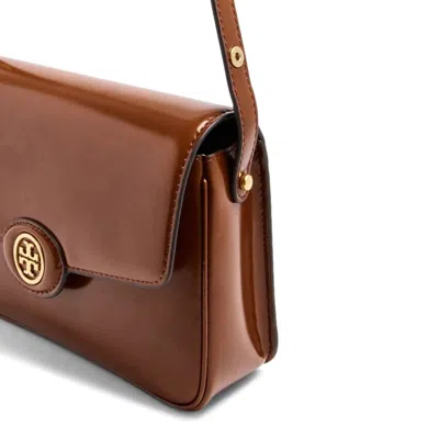 Tory Burch Robinson Spazzolato Shoulder Bag In Dark Sienna