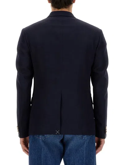Shop Versace Double-breasted Jacket In Blue