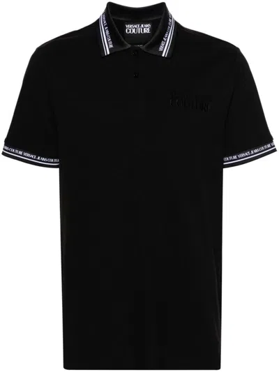 Shop Versace Jeans Couture Monogram  Polo T.shirt Clothing In Black