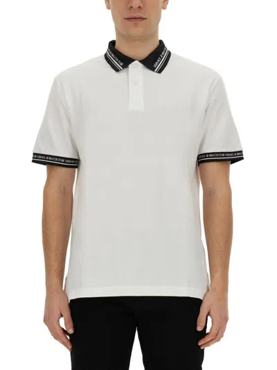 Shop Versace Jeans Couture Monogram Polo In White