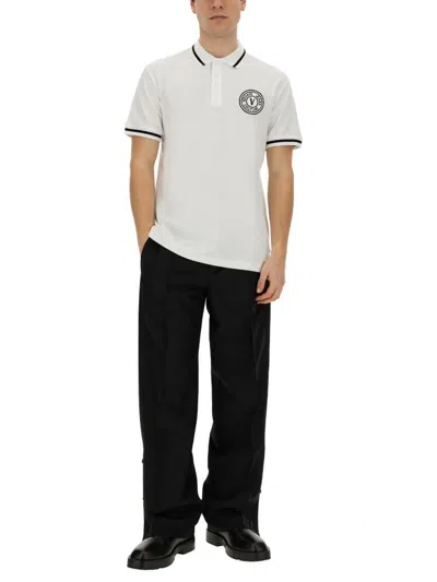 Shop Versace Jeans Couture Polo With Logo In White