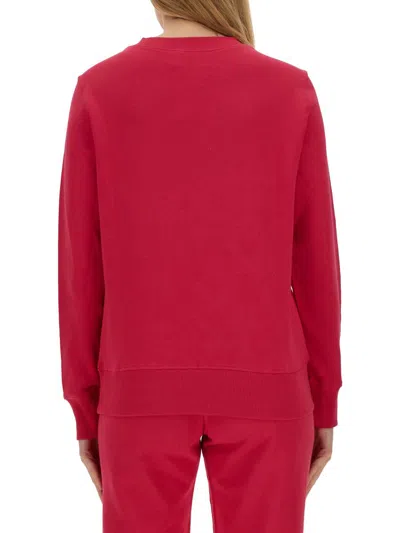 Shop Versace Jeans Couture Sweatshirt With Logo In Fuchsia