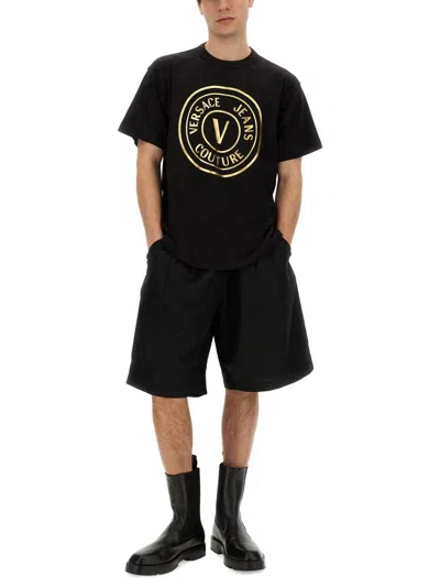 Shop Versace Jeans Couture T-shirt With Logo In Black