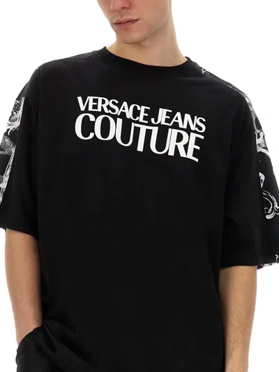 Shop Versace Jeans Couture T-shirt With Logo In Black