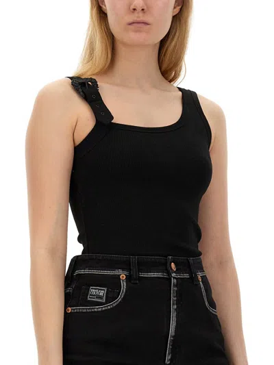 Shop Versace Jeans Couture Tank Top With Buckle In Black