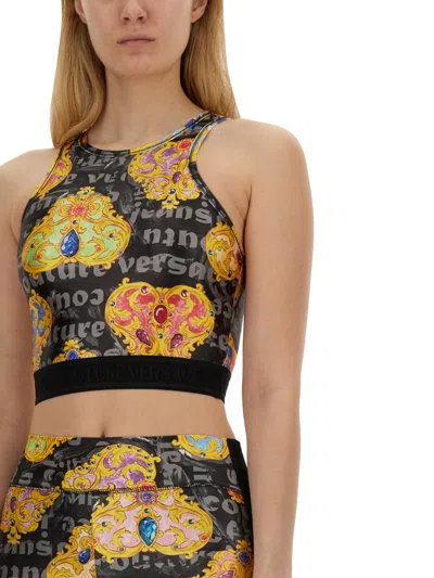 Shop Versace Jeans Couture Top With Print In Multicolour