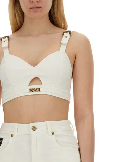 Shop Versace Jeans Couture Tops With Logo In White