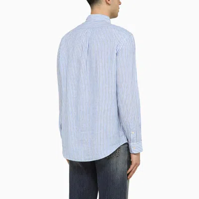 Shop Polo Ralph Lauren Custom Fit Blue/white Oxford Shirt In Black