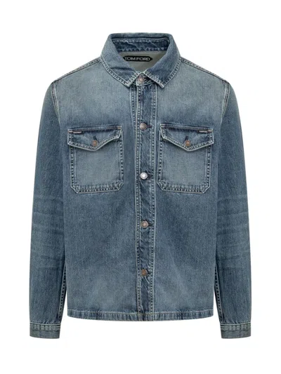 Shop Tom Ford Jeans Jacket In Blue