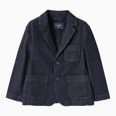 Shop Il Gufo Blue Single-breasted Cotton Jacket