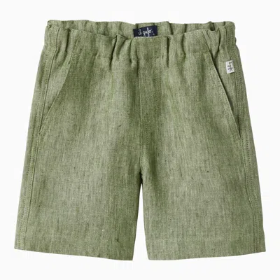 Il Gufo Sage Green Linen Bermuda Shorts In Green