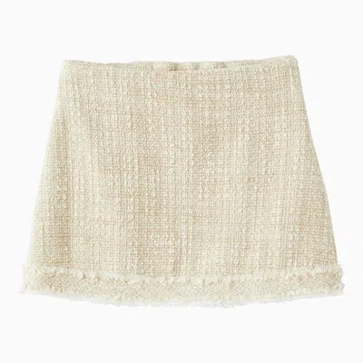 Shop Il Gufo Beige Cotton-blend Mini Skirt