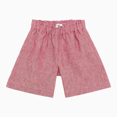 Shop Il Gufo Pink Linen Bermuda Shorts In Red
