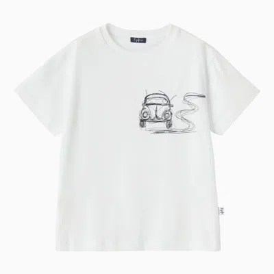 Shop Il Gufo White Cotton Crew-neck T-shirt With Embroidery