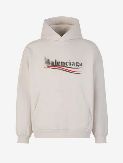 Shop Balenciaga Cotton Logo Sweatshirt In Logo Estampado A Contraste