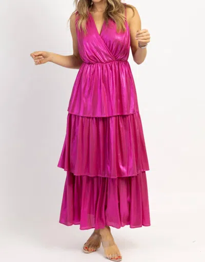 Shop Strut & Bolt Shimmer Tiered Maxi Dress In Fuschia In Pink