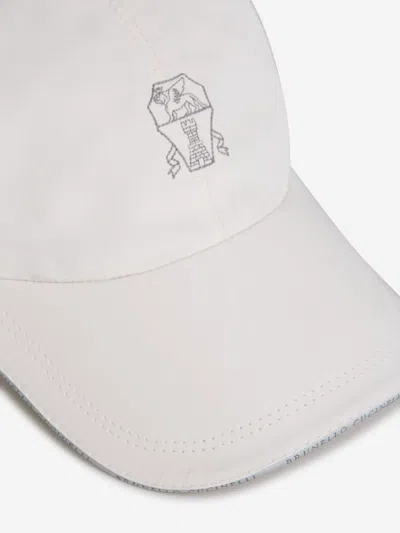 Shop Brunello Cucinelli Embroidered Logo Cap In Blanc