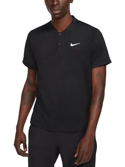 Shop Nike Court Mens Tennis 1/4 Button Polo In Black