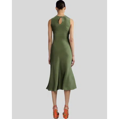 Shop Cynthia Rowley Silk Bias Sleeveless Dress In Green