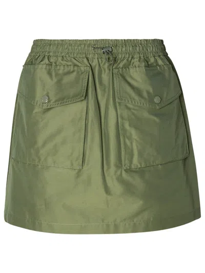 Shop Moncler Green Cotton Blend Cargo Miniskirt