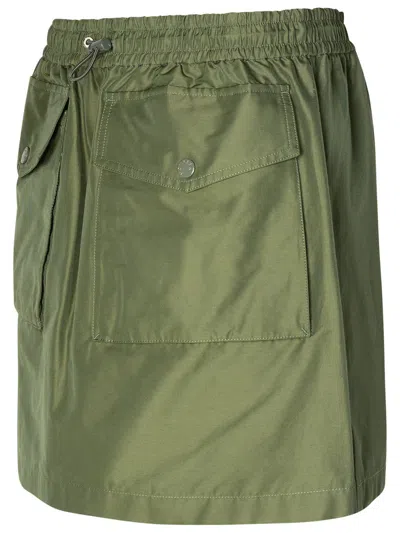 Shop Moncler Green Cotton Blend Cargo Miniskirt