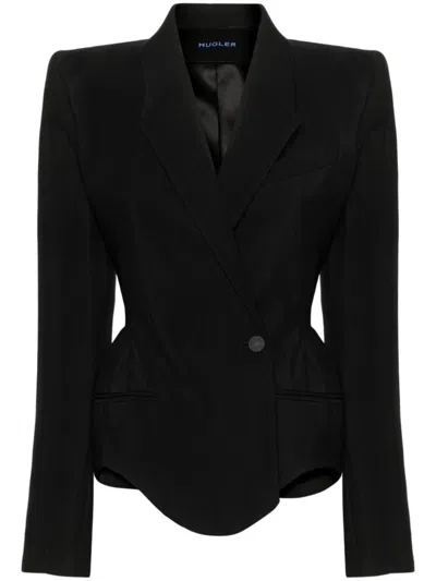 Shop Mugler Wool Blend Tailored Jacket In Black