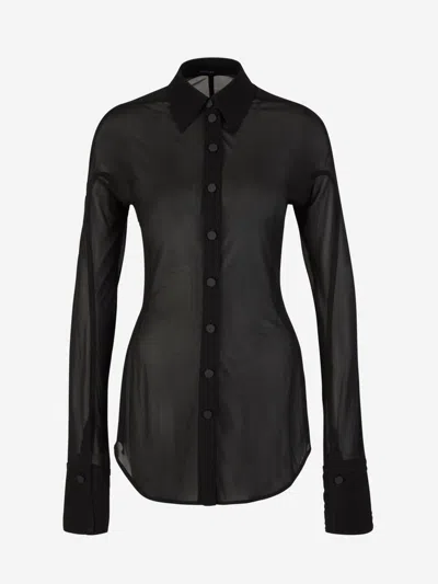 Shop Mugler Viscose Semitransparent Shirt In Design With Tight Waist