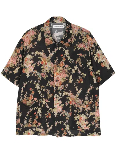 Shop Our Legacy Elder Shirt Shortsleeve Clothing In Black Floral Tapestry Print