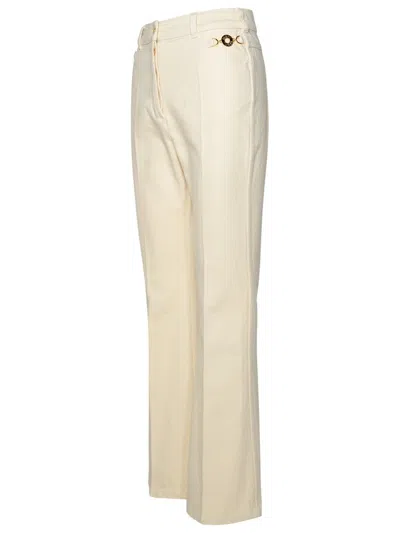 Shop Patou Ivory Cotton Flare Jeans In Avorio
