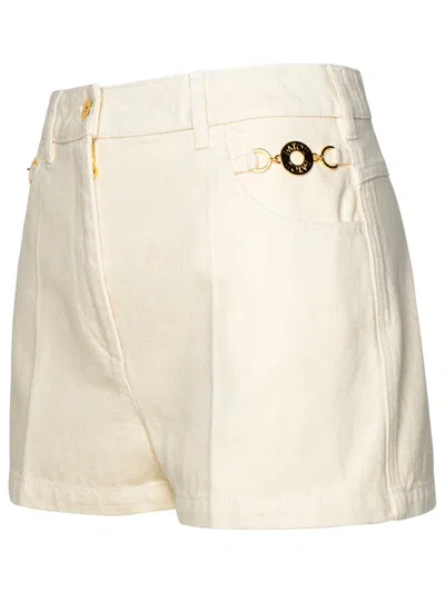 Shop Patou Ivory Cotton Mini Shorts In Avorio