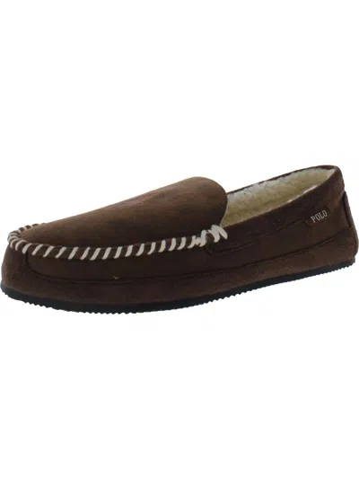 Shop Polo Ralph Lauren Cali Ii Mens Faux Suede Slip On Loafer Slippers In Brown